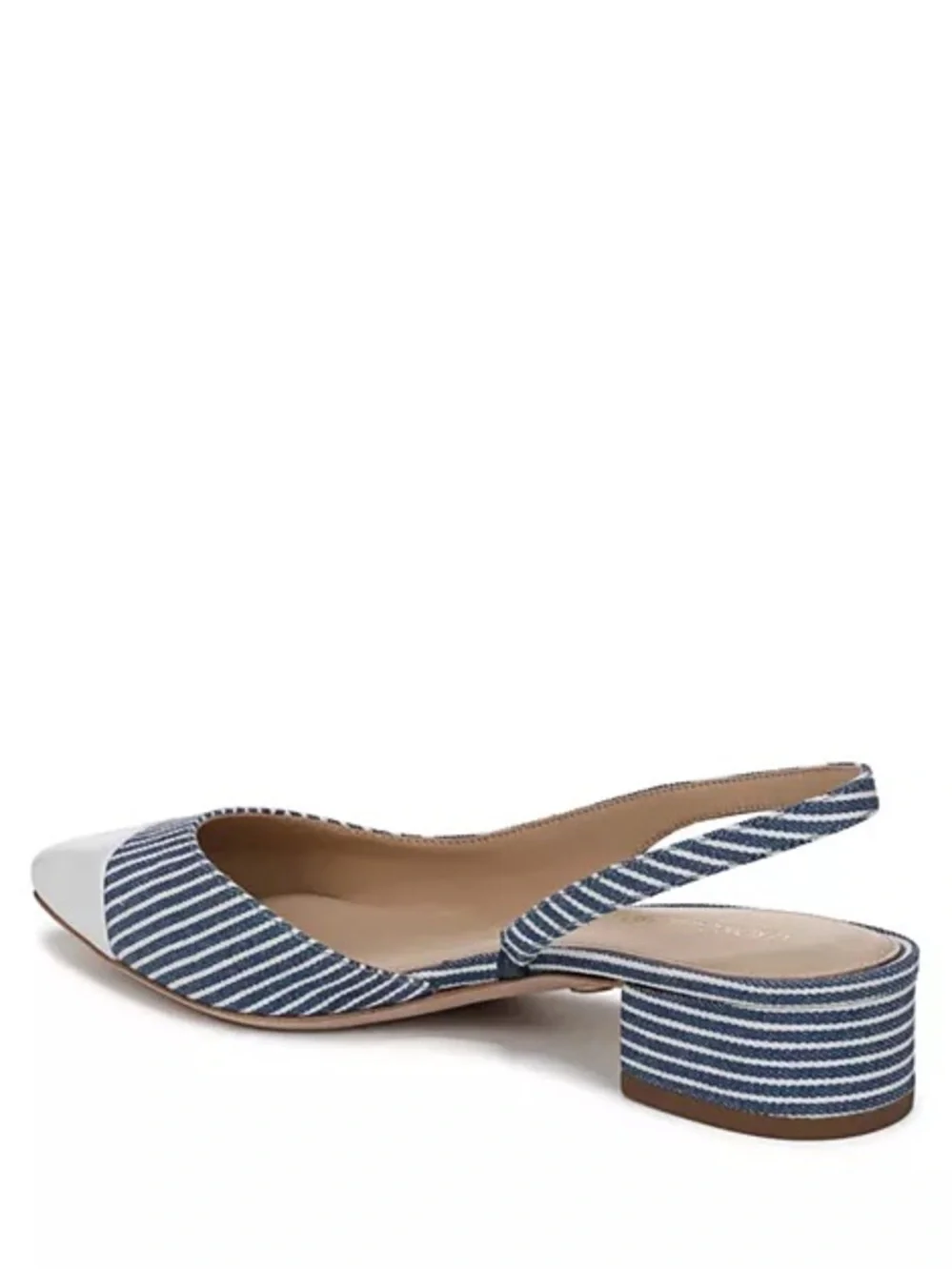 New Veronica Beard Cecile Slingback Pumps Blue White Stripe Low Heel Sz 8